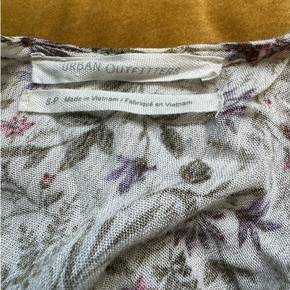 Urban Outfitters Cream Botanical Floral Tiered Dress Women's Small - Picture 10 of 11